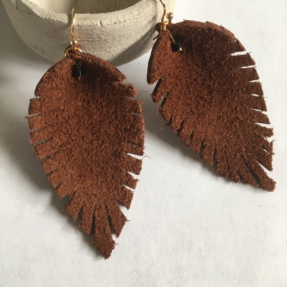 Handed Leather Earrings!!